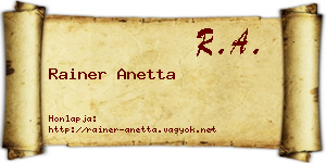 Rainer Anetta névjegykártya